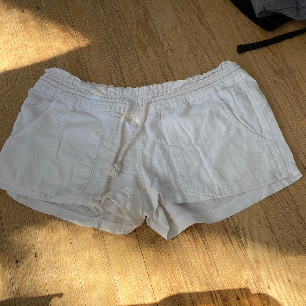 White linen beach shorts